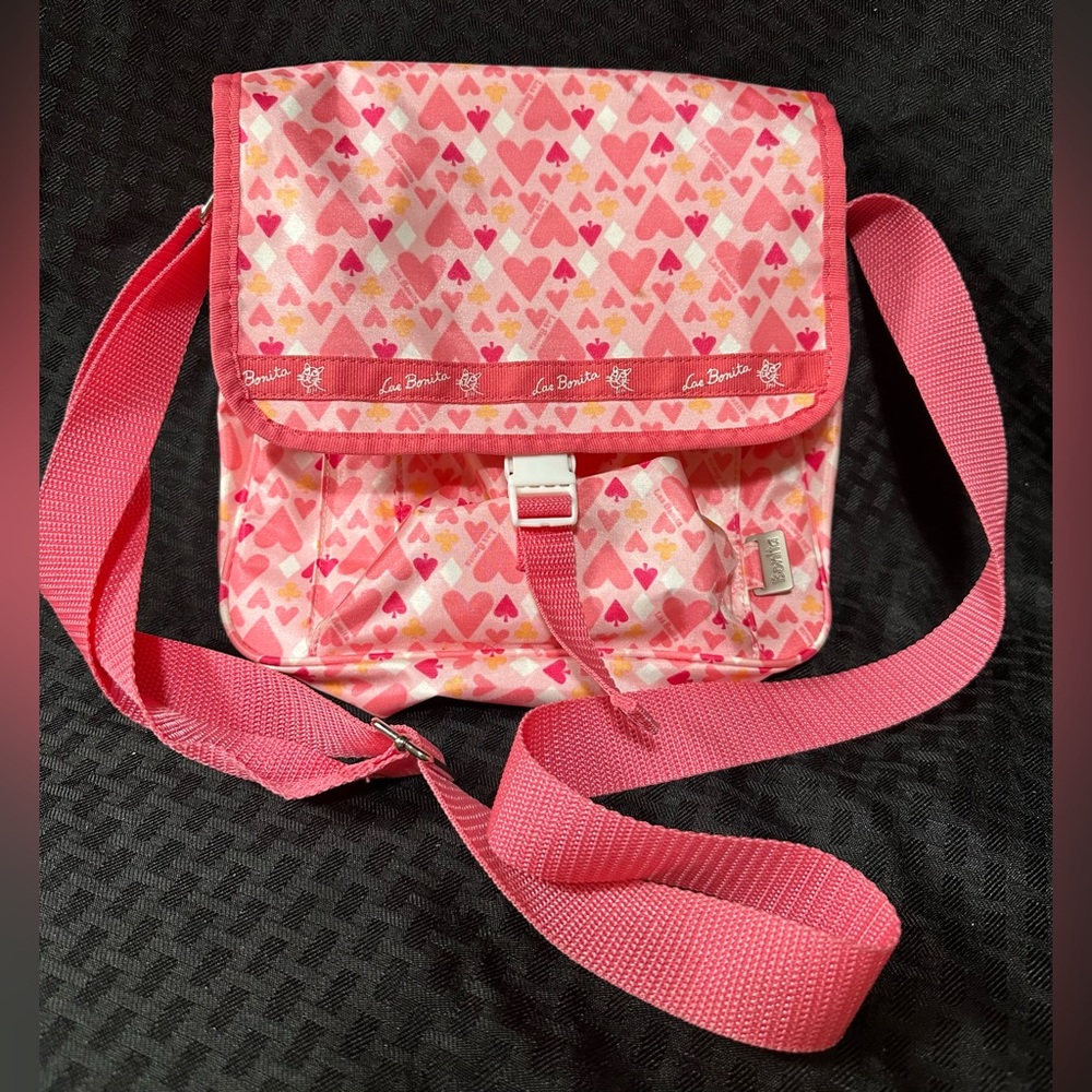 Pink Hearts By Bonita Girls Messenger Book Bag